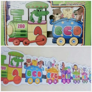 💰 Tangtemtoys💰จิ๊กซอว์รถไฟไม้ ABC ตัวเลข ของเล่นไม้เสริมพัฒนาการ เสริมพัฒนาการเด็ก