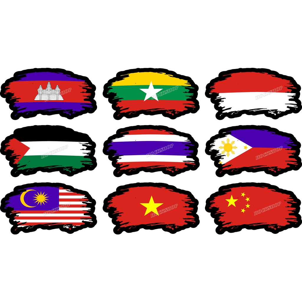 สติ๊กเกอร์ Inkjet Flag Bendera Vietnam Myanmar/Japan/Cambodia