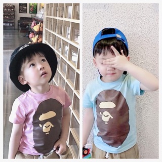 299฿ [พร้อมส่ง 100,110,120,130,140] [KID-BAPE08] ชุดเซ็ทเด็กเสื้อยืด สีชมพูเกงสีดำ สีฟ้าเกงสีฟ้าคราม ลายลิง ขายาว