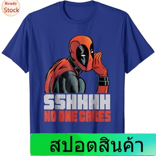 เสื้อยืดแขนสั้น Marvel Deadpool SHHH No One Cares Whisper Graphic T-Shirt C1 Sports T-shirt