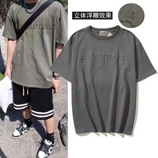 ใหม่ พร้อมส่ง เสื้อยืดแขนสั้น ผ้าฝ้าย พิมพ์ลายนูน ESS FG แฟช…
