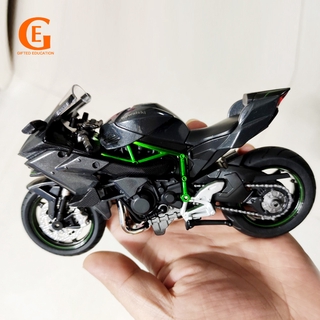 โมเดลรถจักรยานยนต์ 1/12 Kawalsaki Ninja H2R Diecast Metal Black Ninja H2R สีดํา