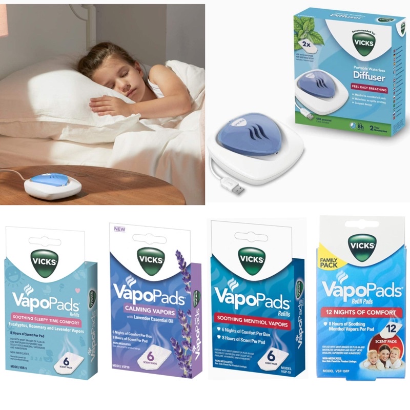 Vicks อเมริกา vapopeds เครื่องพ่นไอระเหย แบบแผ่น จ่ายปลายทางได้ แท้