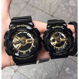 Win Watch shop Casio นาฬิกาคู่ Gshock ,BabyG ดำทอง รุ่น GA110GB1A,BA1101Aประกันศูนย์เซ็นทรัล CMG 1 ปีเต็ม