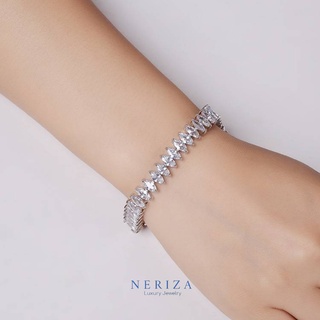 Neriza Jewelry/ข้อมือเพชรสังเคราะห์ทรงมาคี ประกายเทียบเท่าเพชรแท้จัดส่งฟรี พร้อมกล่อง NB030