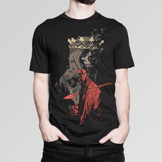 เสื้อยืดคอกลม เสื้อยืด ผ้าฝ้าย พิมพ์ลายโลโก้การ์ตูน Hellboy Comics สําหรับผู้ชาย XQผ้าฝ้ายแท้