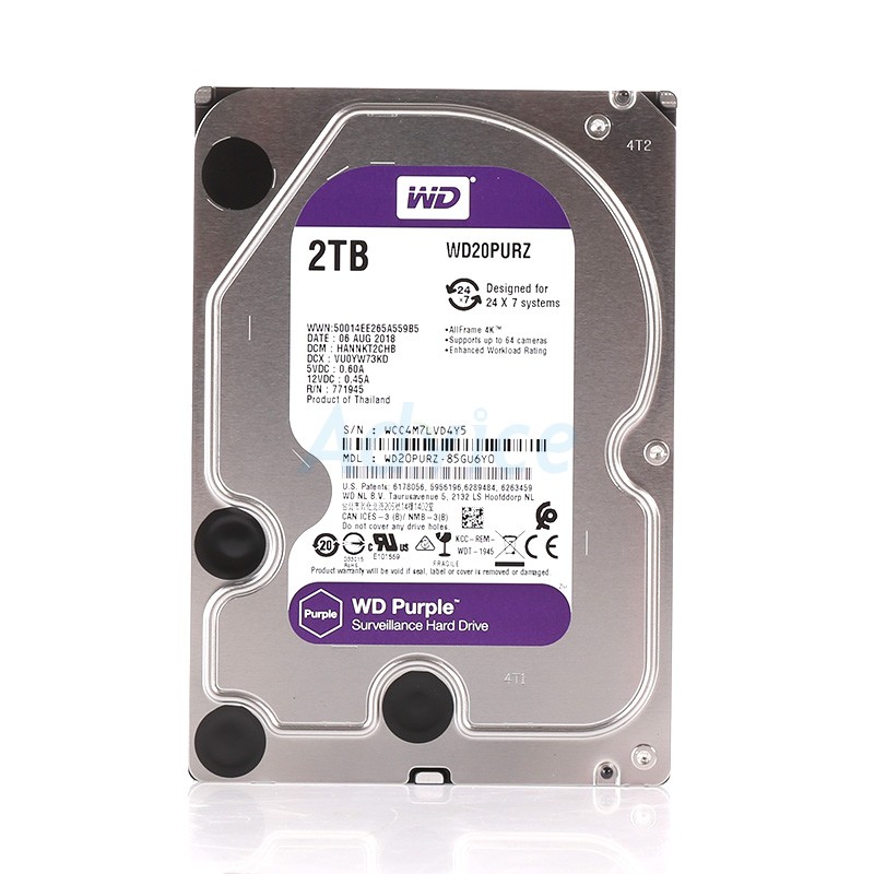 2 TB SATA-III WD Purple (64MB, 5400RPM,WD20PURZ)  *For CCTV