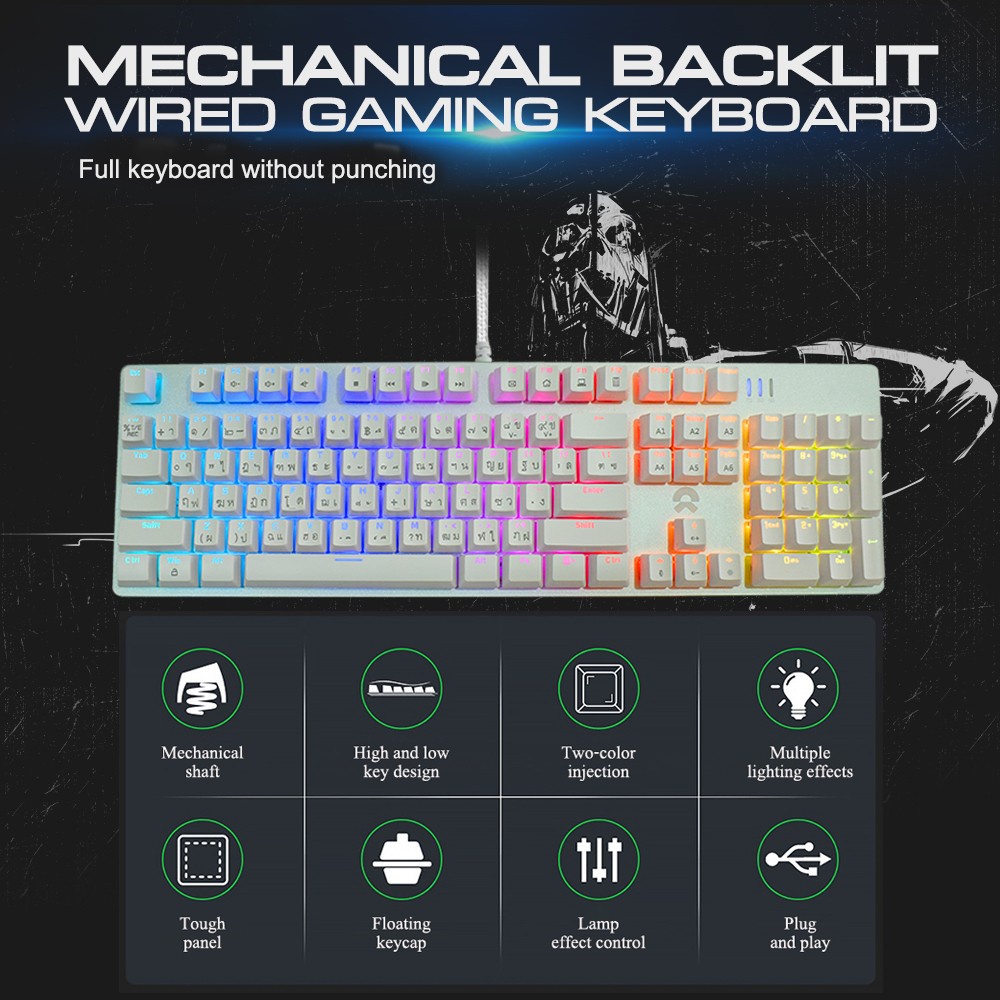 OKER K429 Gaming Keyboard RGB คีย์บอร์ดเกมมิ่ง ปุ่มBlue switch ...