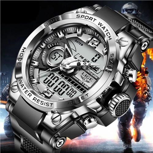 ♕✐LIGE Digital Men Military Watch 50m Waterproof Wristwatch LED Quartz Clock Sport Watch Male Big Watches Men Relogios M
