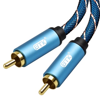 ERTK RCA to RCA สีฟ้า สาย RCA สำหรับเครื่องเสียง สายหุ้มฉนวน Nylon