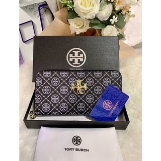 พร้อมส่ง.. !กระเป๋าสตางค์ใบยาว TORY BURCH : Monogram Patternแท้💯outlet  วัสดุหนังแกะสังเคราะห์