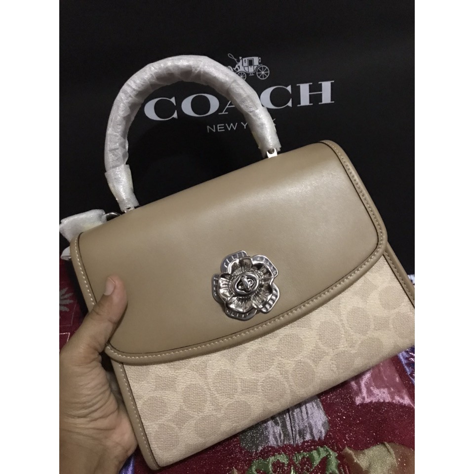 กระเป๋า COACH Parker Top Handle In Signature Canvas Shopee Thailand