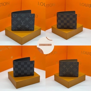 🟥หนังแท้🟥 MS เกรด1:1 กระเป๋าสตางค์แบบพับใบสั้นลาย LV code