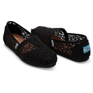 Toms Black Lace Leaves Womens Classic