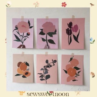 🌷sewsweetnoon🌷การ์ดติดตกแต่งผนัง flower collection มี 6 แบบ(ขายแยกแผ่น)