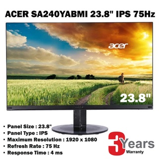 MONITOR (จอมอนิเตอร์) ACER SA240YABMI 23.8" IPS 75Hz / LED 23.8” SA241YAbi (VA Panel) ประกันศูนย์ 3ปี