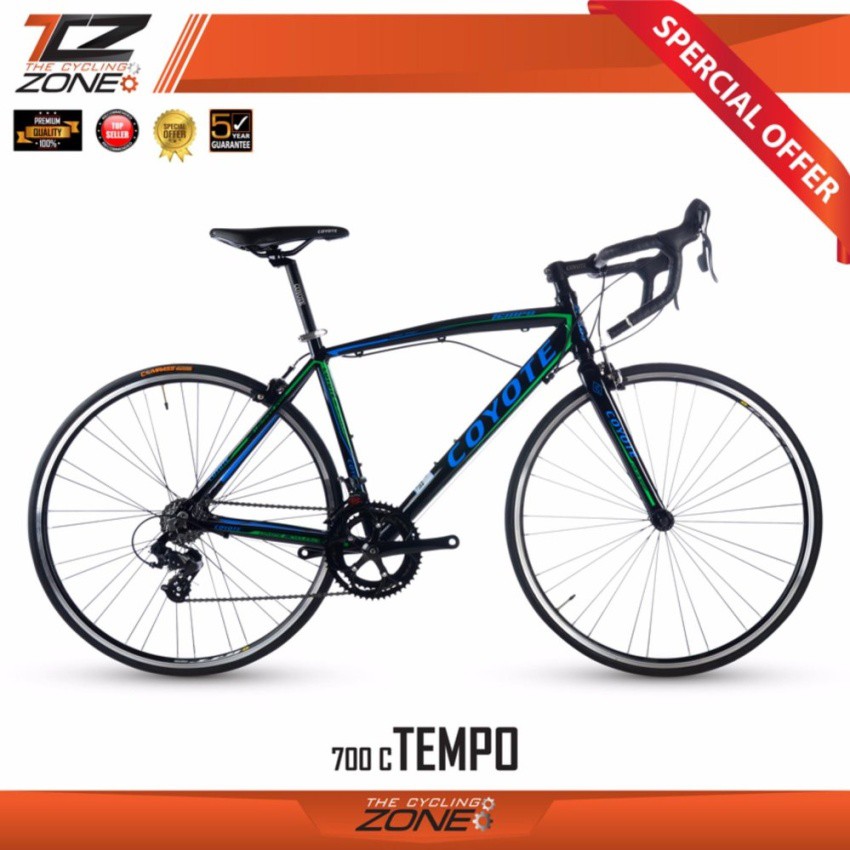 COYOTE จักรยานเสือหมอบ มือตบ รุ่น TEMPO 700C 14SPEED (สีดำ/น้ำเงิน)