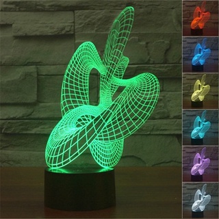 โคมไฟตั้งโต๊ะ LED รูปศิลปะนามธรรม 3D ไล่โทนสี 7 สี ชาร์จ USB