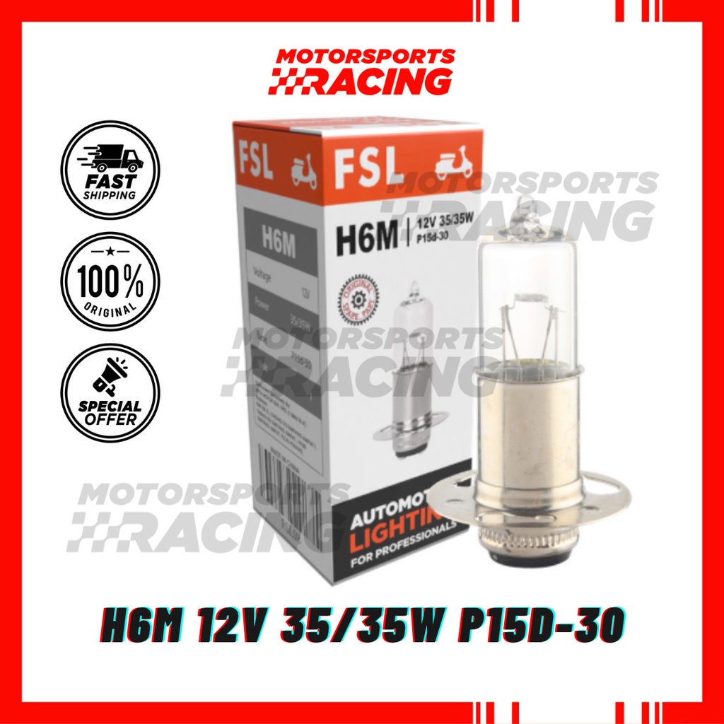 H6M 12V 35/35W P15D-30 (3 HOLES) FSL FRONT BULB MENTOR DEPAN 1 BIJI AUTOMOTIVE RXZ