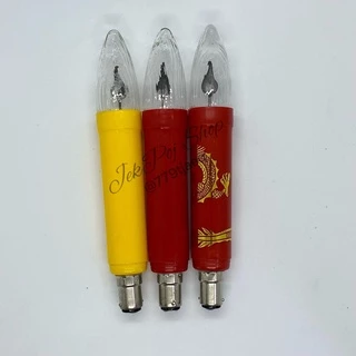 หลอดเทียนไฟฟ้า หลอดอะไหล่เชิงเทียน ขั้ว B15 แบบสั้น ยาว เต้น มีลายมังกรเต้น LED มี 2 สี เหลือง แดง
