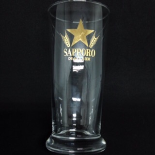 แก้วเบียร์ญี่ปุ่น SAPPORO Draft Beer โลโก้ดาวและตัวอักษรสีทอง