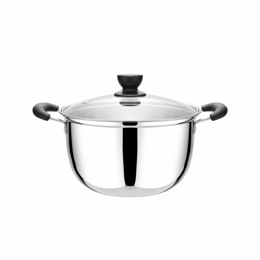 Ghouse Online SANE หม้อต้มสเตนเลสพร้อมฝาแก้ว 24ซม.   SOKA-24 เงิน