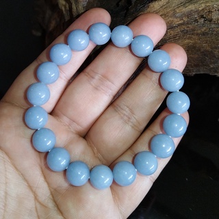 กำไลข้อมือหินแองเจิลไลท์ (Angelite) หินสีม่วง สวย ขนาด 10 มิล พลอยแท้จากประเทศบราซิล