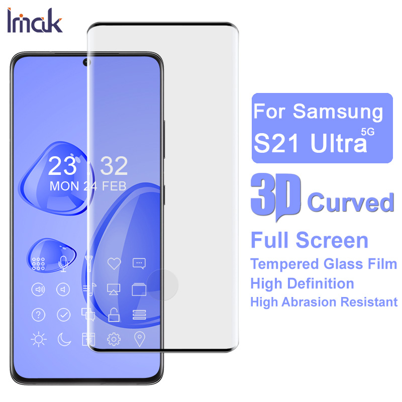 Imak Samsung Galaxy S21 Ultra 5G กระจกนิรภัย 3D โค้งคลุมทั้งหมดฟิล์มกันรอยหน้าจอ