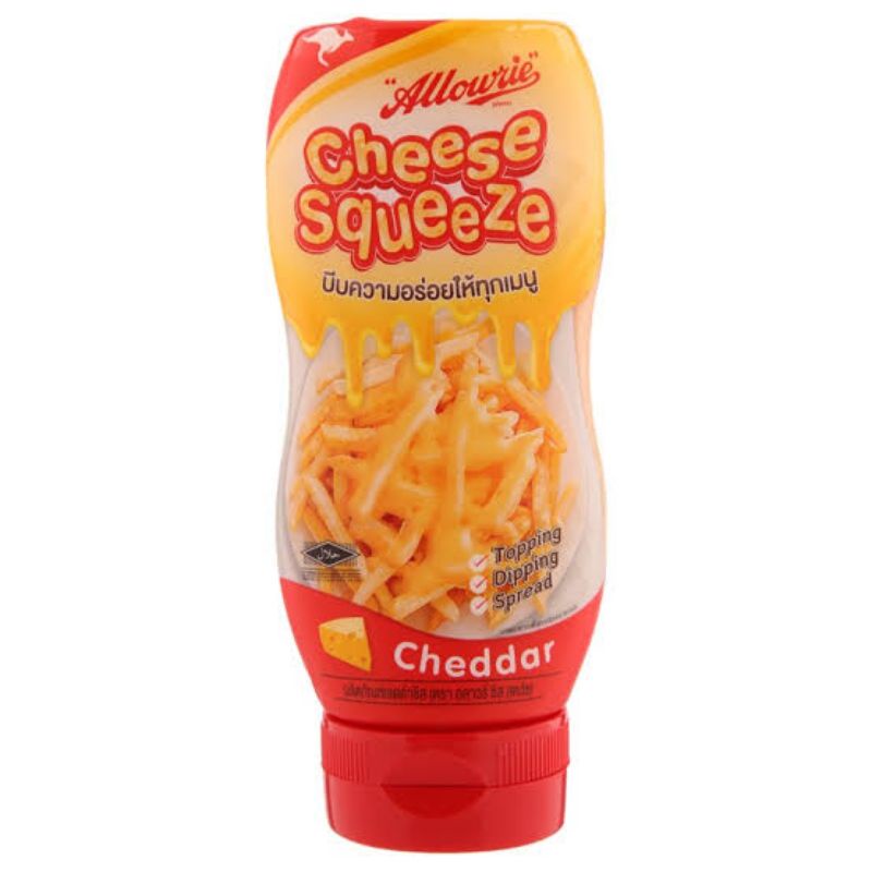 Allowrie Cheese Squeeze Cheddar Cheese ชีสเชดด้าแบบขวดบีบกินกับเฟรนไฟรส์😊