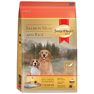 Smartheart Gold Salmon Meal &amp; Rice Medium-Large Breed [1kg] อาหารสุนัขโต พันธุ์กลางถึงพันธุ์ใหญ่ รสปลาแซลมอนและข้าว