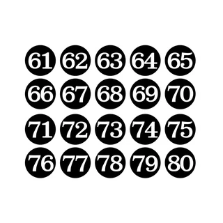 STICKER สติกเกอร์ สติ้กเกอร์กันน้้ำ ติดประตู,ผนัง,กำแพง (ป้ายตัวเลข 1-20) พื้นดำเลขขาว 1 A4 ได้รับ 20 ดวง [รหัส D-056]