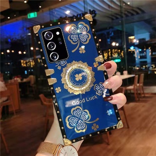 เคส Samsung Galaxy Note20 Ultra Note10 Plus Note9 Note8 เคสโทรศัพท์ ทรงสี่เหลี่ยม ประดับเพชร กลิตเตอร์ หรูหรา พร้อมแหวนขาตั้ง