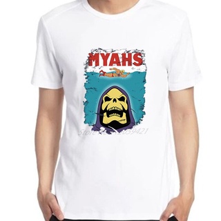 เสื้อยืดผ้าฝ้ายพิมพ์ลายขายดี เสื้อยืดลําลอง พิมพ์ลาย Myahs Skeletor Jaws Pun He Comic Cult เข้ากับทุกการแต่งกาย สําหรับผ