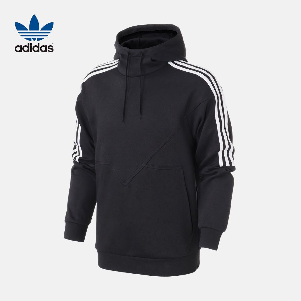 Adidas Original แฟชั่นบุรุษเสื้อสเวตเตอร์แขนยาวมีฮู้ดพิมพ์ลายภาษาอังกฤษ Casual