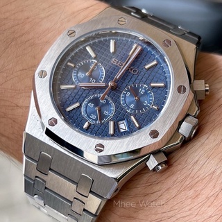 Seiko Mod ทรงAP หน้าWaffle Blue dial จอChronograph ระบบQuartz Sapphire Glassเครื่อง Seiko Movement แท้ๆ