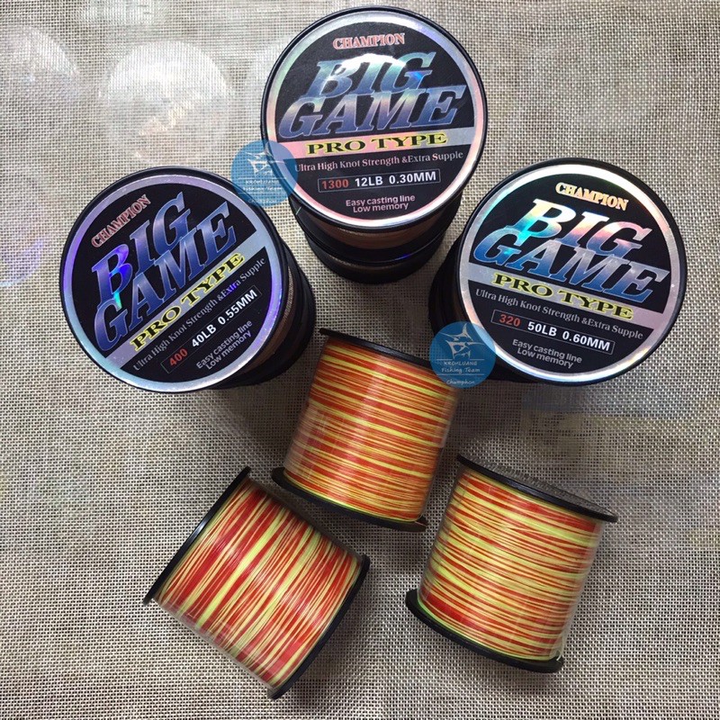 สายเอ็น BIGGAME biggame  สายเอ็นโหลด สีส้มสลับสีเหลือง