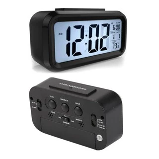 นาฬิกาปลุกดิจิตอลตั้งโต๊ะ ไฟ LED วางในห้องนอน จอ LCD ขนาดใหญ่ แสดงอุณหภูมิ วันที่ เดือน สัปดาห์ได้