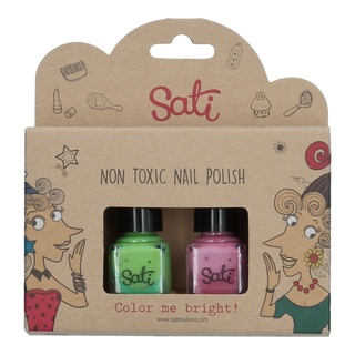 SATI - สีทาเล็บ  NAIL POLISH GREEN &amp; ROSE PINK NP003