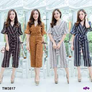 (3817) Jumpsuit ขายาว5ส่วน แขนระฆัง