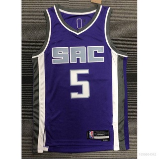 Bkb เสื้อกีฬาแขนกุด ลายทีม NBA Jersey Sacramento Kings No.5 FOX สีม่วง 75th พลัสไซซ์ 2022