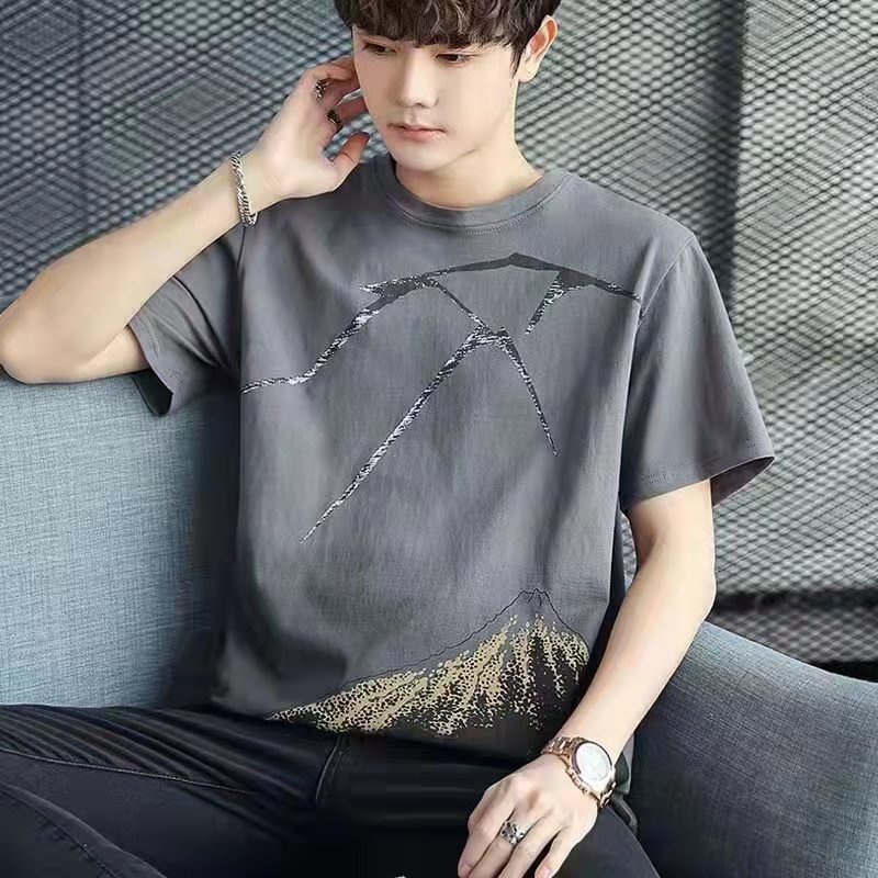 ส่งเร็วเสื้อยืดแขนสั้นผู้ชายเสื้อยืดคอกลมสไตล์เกาหลีฤดูร้อน Men's short sleeve T-shirt - รูปที่ 6