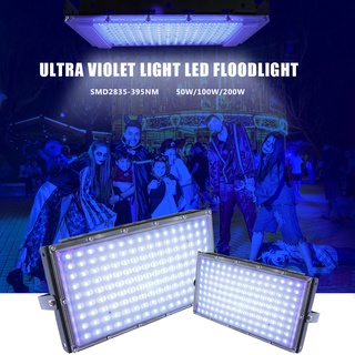 โคมไฟฟลัดไลท์ LED UV 395nm 400nm 220V กันน้ํา 50W 100W 200W สําหรับเวที ปาร์ตี้