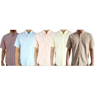 คอปก/แขนสั้น (สีอ่อน)2XL/3XL/4XL ผ้า OXFORD ไซส์ใหญ่ - SHIRT LAND เสื้อเชิ้ตผู้ชายแขนสั้น เสื้อเชิ้ตเสื้อคนอ้วน Big size