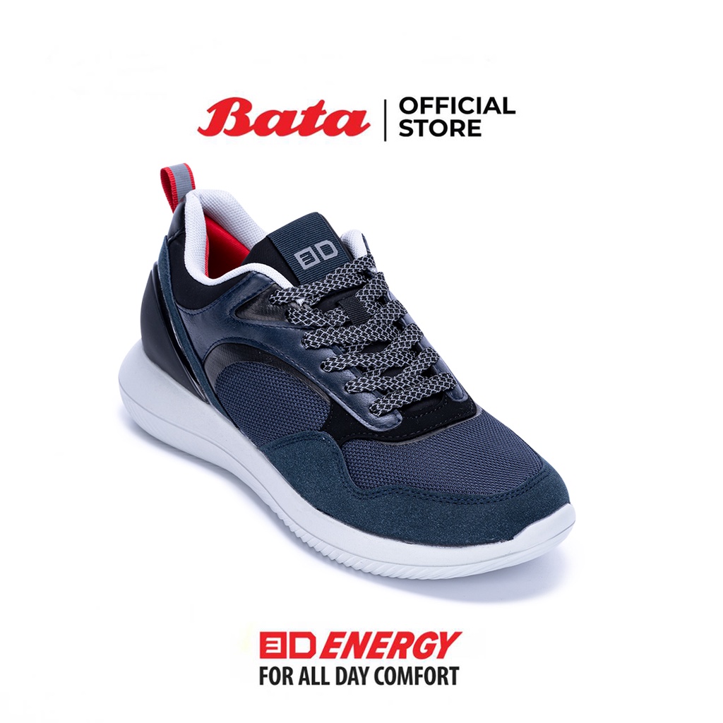 Bata บาจา รองเท้าผ้าใบแบบผูกเชือก สวมใส่ง่าย ใส่ลำลอง รองรับน้ำหนักเท้า สำหรับผู้ชาย รุ่น 3D Energy สีกรมท่า 8299202