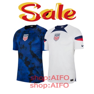 เสื้อกีฬาแขนสั้น ลายทีมชาติฟุตบอล USA America 2022 ชุดเหย้า คุณภาพสูง สําหรับผู้ชาย