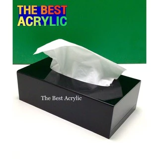 Thebest acrylic กล่องใส่ทิชชูสีดำแบบสี่เหลี่ยมผืนผ้า ขนาดยาว22.5x12.5x7 cm.