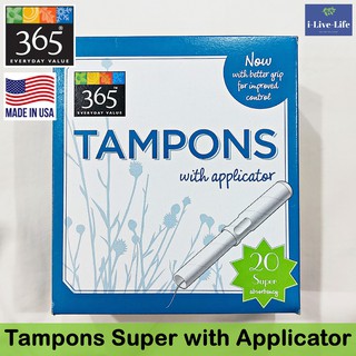 ผ้าอนามัยแบบสอด Tampons Super with Applicator - 365 Everyday Value เหมาะกับวันมาปกติ-มามาก Tampon USA