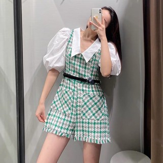 พร้อมส่ง Alice jumpsuit  จั้มสูทผ้าทวิส งานชนช้อปzara