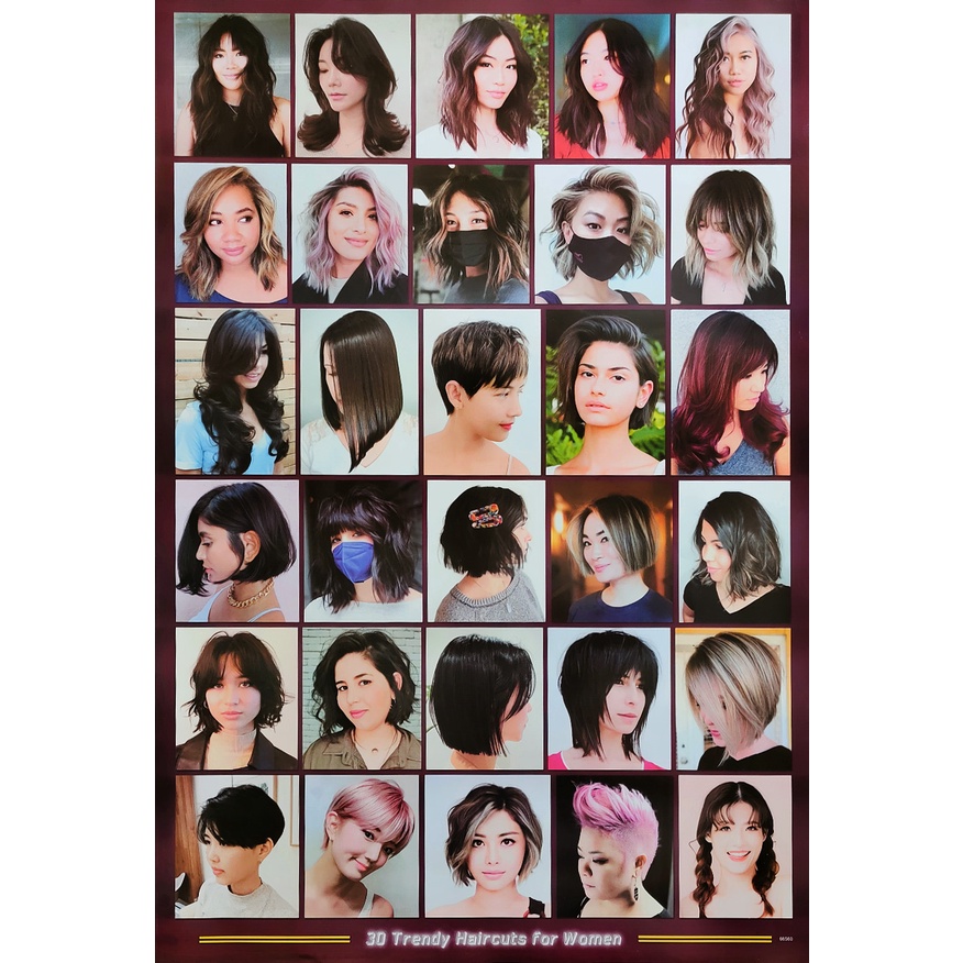 โปสเตอร์ ทรงผมผู้หญิง Women's Hairstyles Poster 24”x35” Inch Fashion Barber Beauty Salon Hairdresser v8
