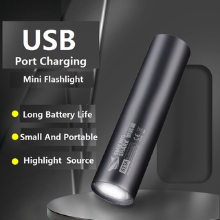 SmilingShark 613A Mini ไฟฉาย LED ขนาดเล็ก Q5 Super Bright Usb ชาร์จใหม่ได้ IPX4 กระเป๋ากันน้ำแบบพกพา Home ไฟฉุกเฉิน ตระเวนตกปลากลางแจ้ง แคมป์ปิ้ง ไฟฉุกเฉินสำหรับซ่อมรถ ไฟจักรยาน อลูมิเนียมอัลลอยด์ Hard ทนทาน